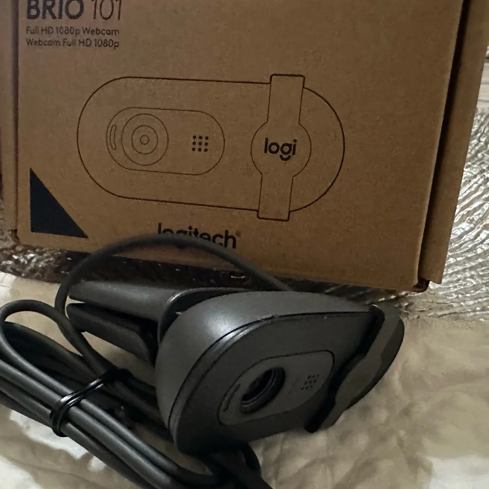 Logitech Black Webcam with Adjustable Clip and Privacy Shutter